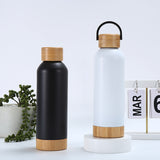 500ml Stainless Steel Vacuum Insulated Bottle with Bamboo Lid and Base