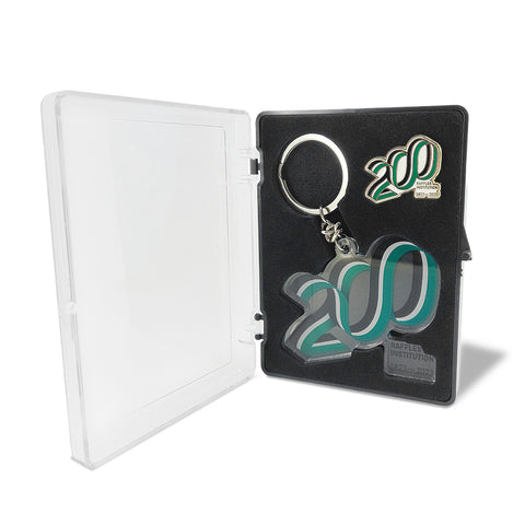 Customized Crystal Keychain + Collar Pin Gift Set