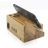 Bamboo charging Dock Stand holder come with USB Ports - YG Corporate Gift