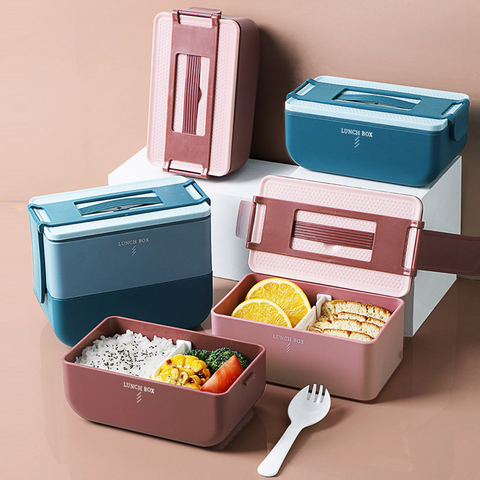 Microwaveable Lunch Box with removable cutlery box set 1650ml ( 2 Tier) - YG Corporate Gift