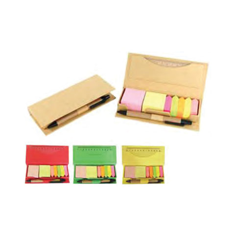 Memo Holder with Memo Papers, Neon Stripes, Ruler & Pen - YG Corporate Gift
