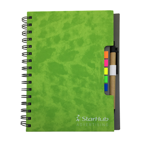 Hardcover Notebook with Sticky Pads and Recycled Pen - YG Corporate Gift