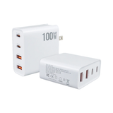 100W Four-Port GaN Wall Charger with 2 USB-C Ports (100W, 30W) and 2 USB-A Ports with PD and QC 3.0