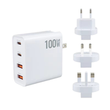 100W Four-Port GaN Wall Charger with 2 USB-C Ports (100W, 30W) and 2 USB-A Ports with PD and QC 3.0