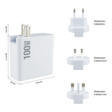 100W Four-Port GaN Wall Charger with 2 USB-C Ports (100W, 30W) and 2 USB-A Ports with PD and QC 3.0
