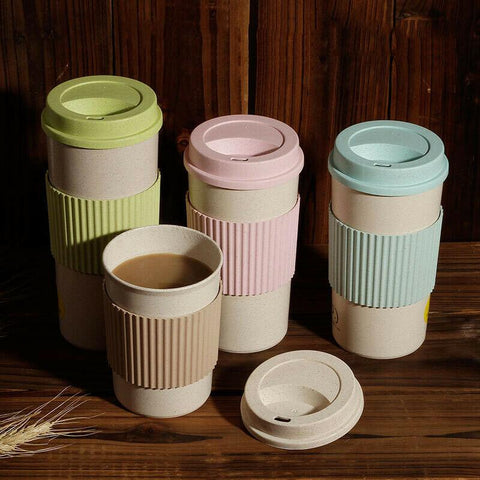 Insulating Wheat Straw Coffee Mug/Tumbler with Cup Sleeve