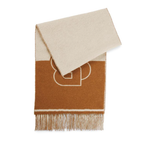 Boss Double B LOGO Jacquard Wool Shawl