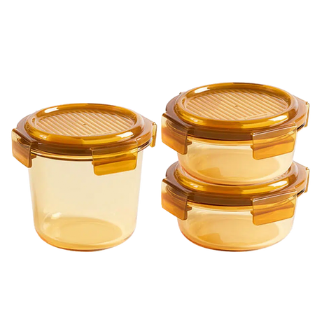 LocknLock Crystal Amber Round Food Container Set (3 pieces)