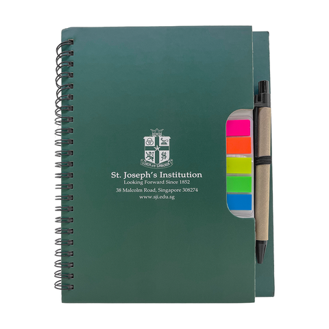 Hardcover Notebook with Sticky Pads and Recycled Pen