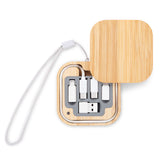 Square Bamboo 4-in-1 Charging Cable