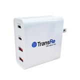 100W Four-Port GaN Wall Charger with 2 USB-C Ports (100W, 30W) and 2 USB-A Ports with PD and QC 3.0