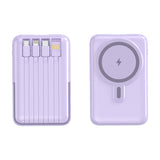 10000mAh Wireless Fast Charging MagSafe Powerbank with 4 Built-In Cables and Stand