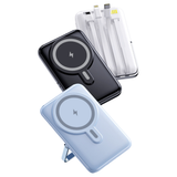 10000mAh Wireless Fast Charging MagSafe Powerbank with 4 Built-In Cables and Stand