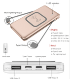 10000mAh Wireless Powerbank with Built in Cable