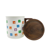 Enamel Cup with Wood Lid