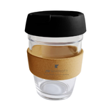 Silicone Glass Coffee Cup with cork cover