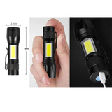 Mini LED flashlight Zoom USB Charging Rechargeable Touch Light