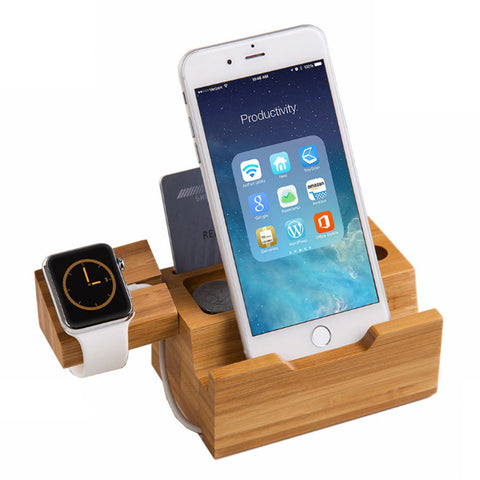 Bamboo charging Dock Stand holder come with USB Ports - YG Corporate Gift