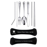 7 pcs Cutlery Set with Straw Packaging Neoprene Pouch - YG Corporate Gift