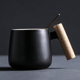 Coffee Mug with Spoon, Wooden Handle and Cover - YG Corporate Gift