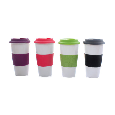 Double Wall Ceramic Mug with Silicone Holder & Cover - YG Corporate Gift