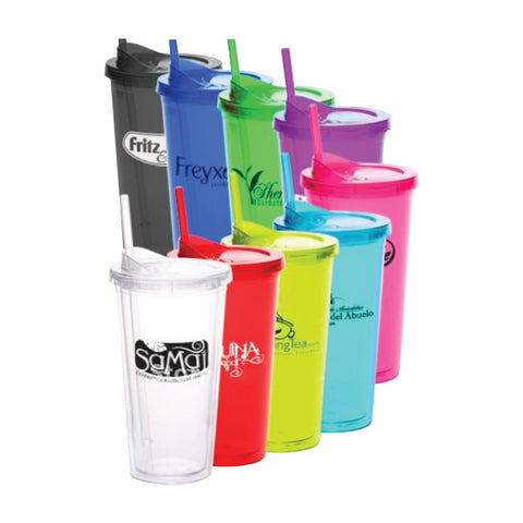 Double Wall Plastic Tumbler with Straw - YG Corporate Gift