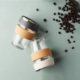 Silicone Glass Coffee Cup with cork cover