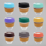 Silicone Glass Coffee Cup with cork cover