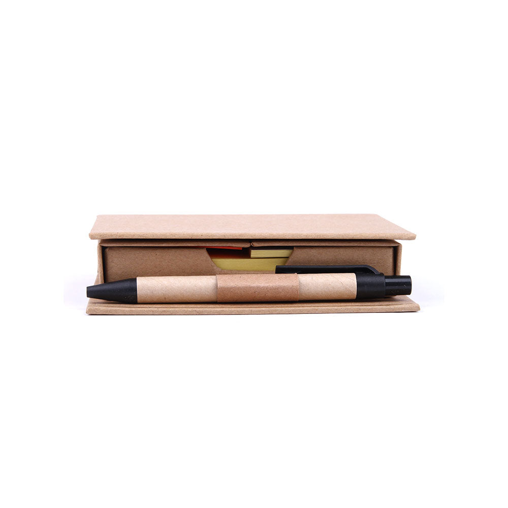 Cardboard Note Box Kraft paper note box with Pen and post-it pad - YG Corporate Gift