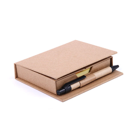 Cardboard Note Box Kraft paper note box with Pen and post-it pad - YG Corporate Gift