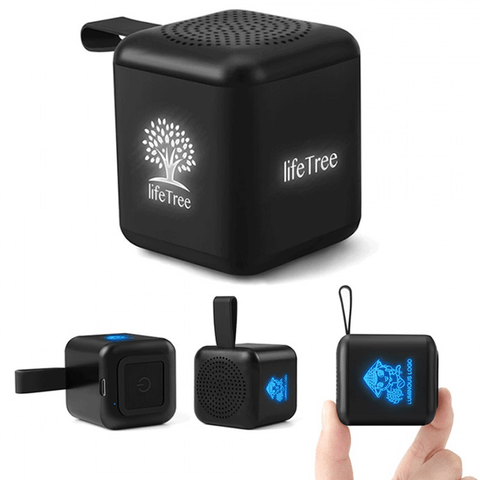 Mini Bluetooth Speaker with 3 Sides LED light Up Logo - YG Corporate Gift