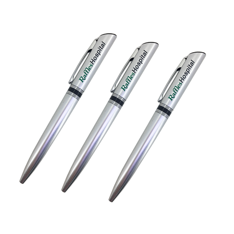 Silver Metal Ballpoint Pen with Slanted Tip - YG Corporate Gift