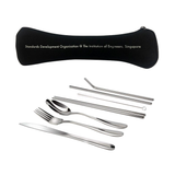 7 pcs Cutlery Set with Straw Packaging Neoprene Pouch - YG Corporate Gift