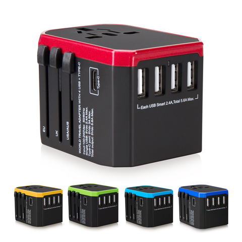 USB Travel Adaptors with 4 USB Hub + Type C - YG Corporate Gift